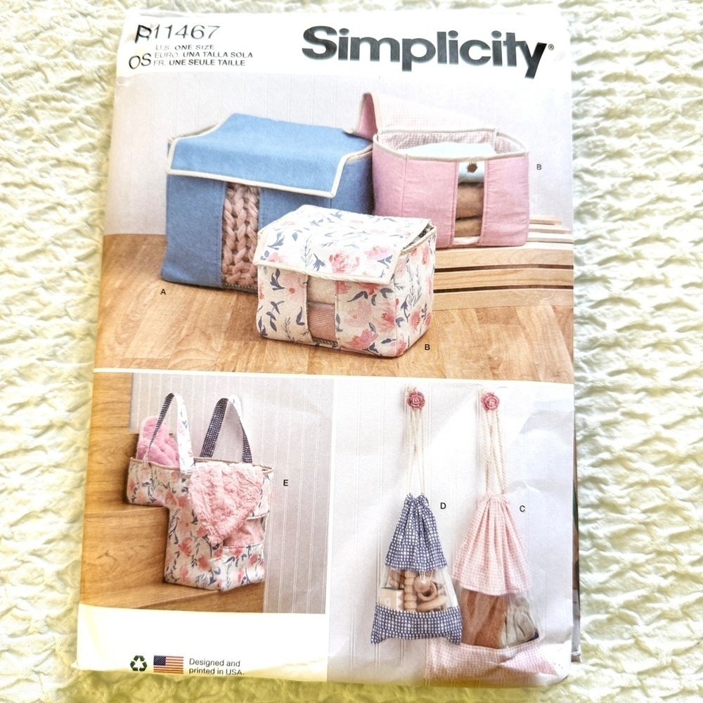Simplicity Pattern R11467 Organizers large box bag small box bag stair basket